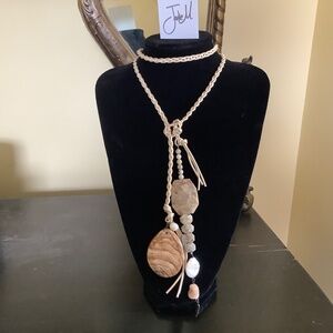Jodie M Lariat Leather Stone and Pearl Western Necklace One Size